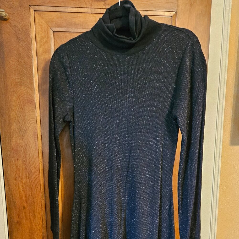 Long Sleeve Navy Blue Sparkle Dress